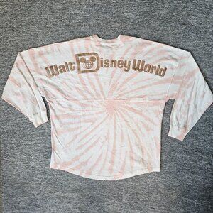 Walt Disney World Spirit Jersey Women Medium Pink Rose Gold Glitter Tie Dye EUC